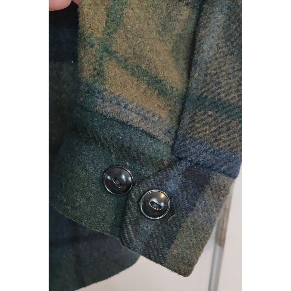 Vintage Traverse Bay Woolen Company Wool Flannel Shirt Green Blue Color 40s 50s - Picture 15 of 15